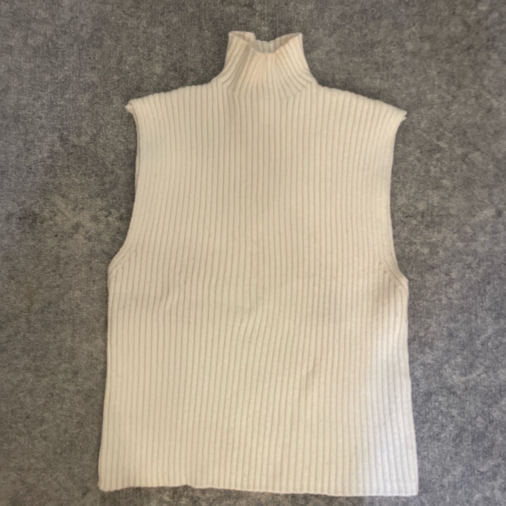 Zara Cream Ribbed Tank Top